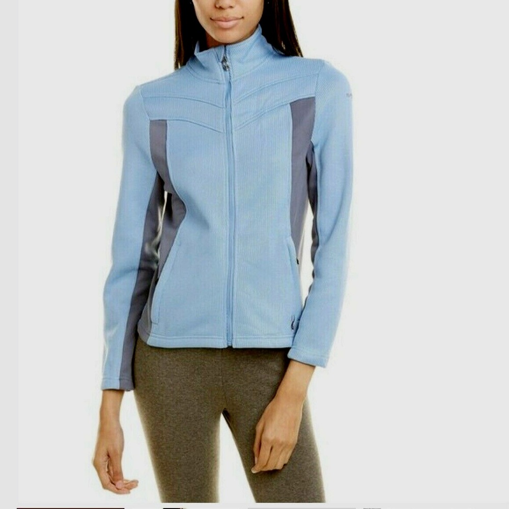 Spyder Womens Speedo Jacket Powder Blue Waffle Knit Fleece Zip Lghtweight